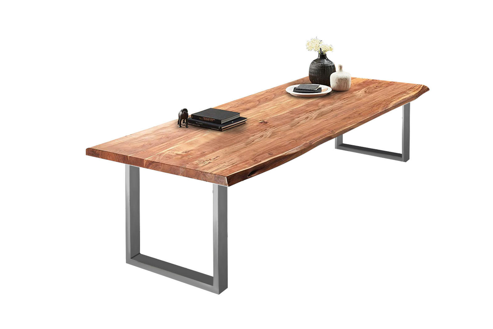 ESSTISCH VALIN - Beige/Silberfarben, Holz/Metall (110/220/79cm) - SAM