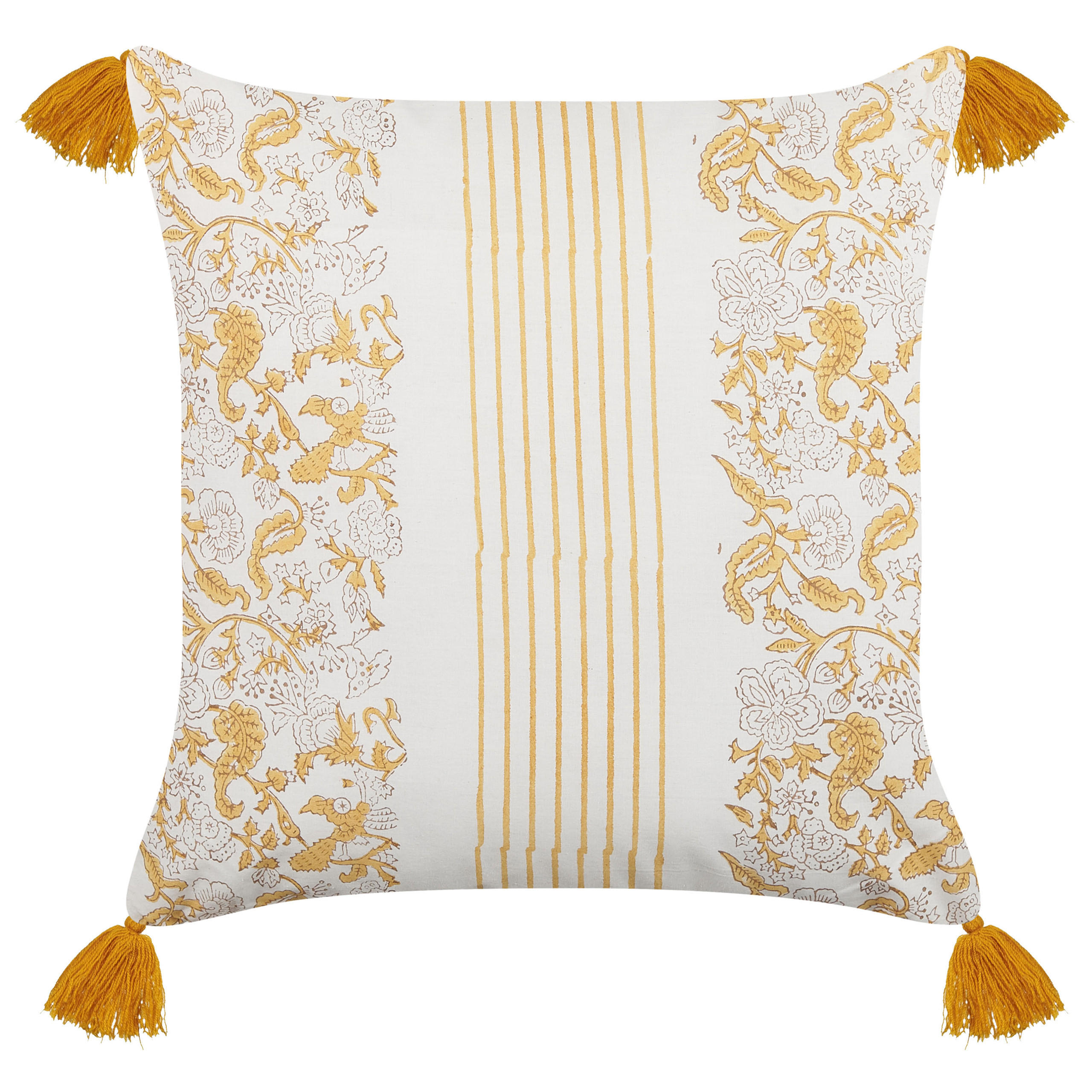 DEKOKISSEN Senfgelb 45/45 cm Biloba - Dunkelgelb, Naturmaterialen/Textil (45/45cm) - Beliani