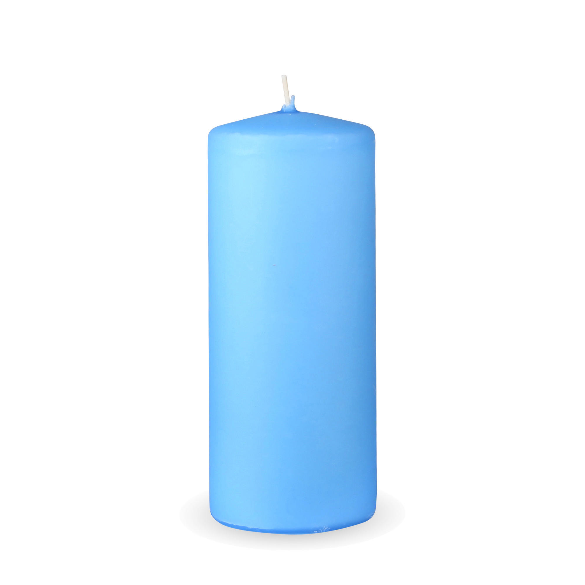 STUMPENKERZEN "Hellblau", Größe Ø7cm x Höhe: 16 cm - Hellblau, Naturmaterialien (7/16cm) - HS Candle