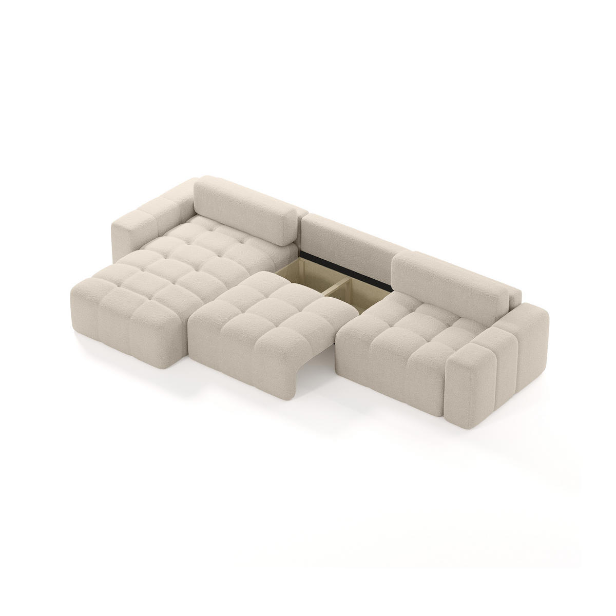 ECKSOFA RIFU SO 300x140 cm, Beige - Beige, Textil (346/185cm) - Fedve