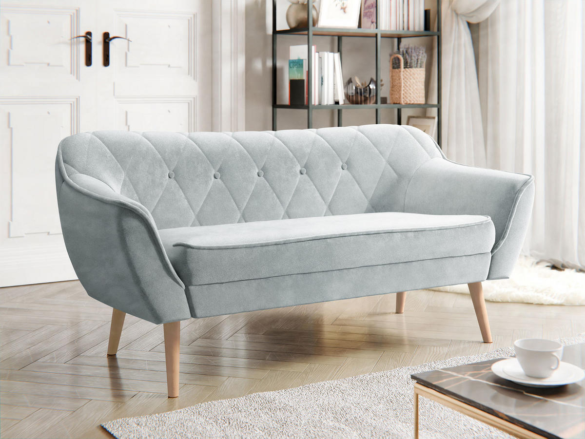 SOFA Skand 2 - Hellgrau/Naturfarben, Holz/Textil (140/75/74cm) - MIRJAN24