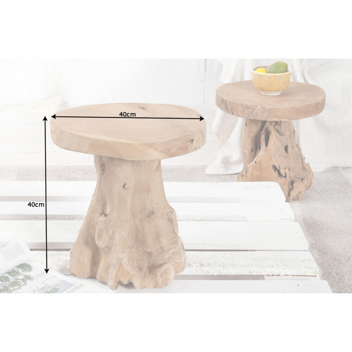 BEISTELLTISCH ROOT Teakholz 40 cm - Braun, Holz (40/40/40cm) - riess-ambiente