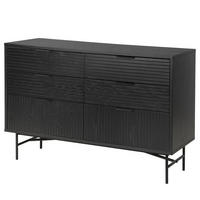 SIDEBOARD mit 6 Schubladen - Echtholzfurnier - Eichefarben/Schwarz, Holzwerkstoff/Metall (120/80/40cm) - home24