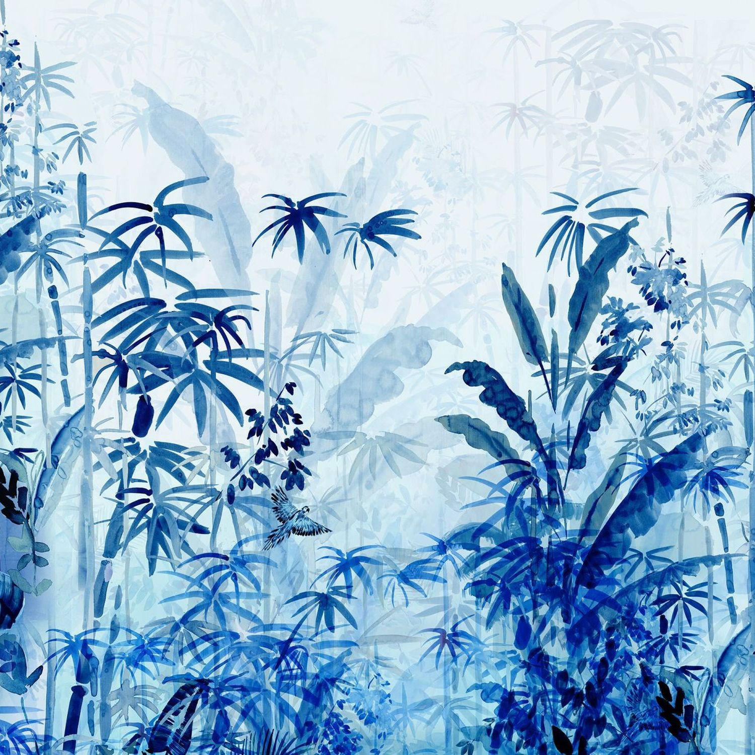 FOTOTAPETE Dschungel 300 x 280 cm - Blau, Papier (300/280cm) - Sanders & Sanders