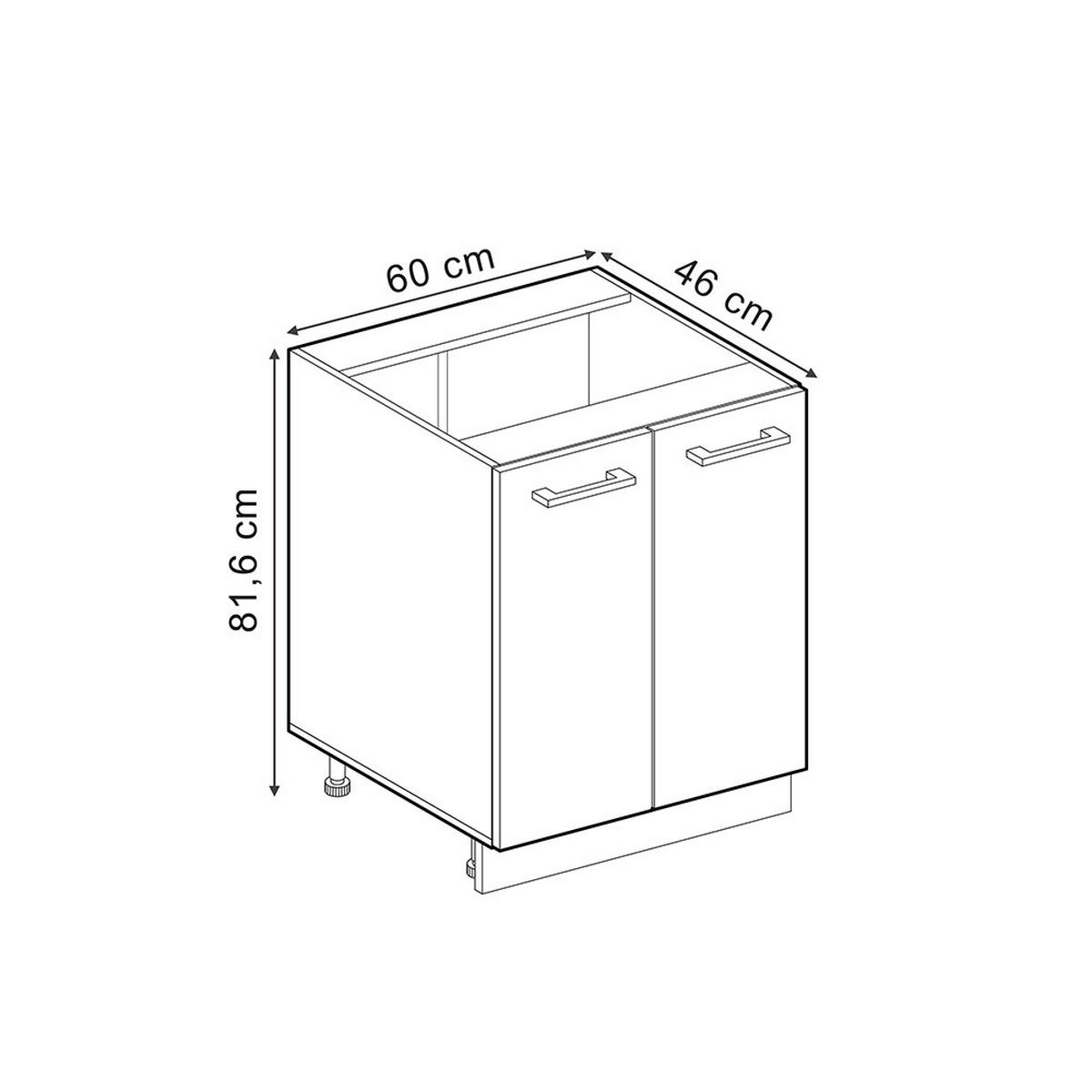 KÜCHENUNTERSCHRANK R-Line Goldkraft Eiche 60 cm AP Marmor - Eiche Wotan/Weiß, Holzwerkstoff (60/81.6/60cm) - Vicco