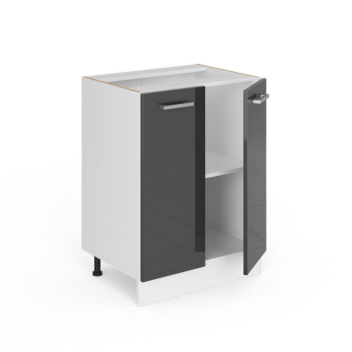 KÜCHENUNTERSCHRANK R-Line Anthrazit Hochglanz 60 cm, AP Anthrazit - Anthrazit/Weiß, Holzwerkstoff (60/81.6/60cm) - Vicco