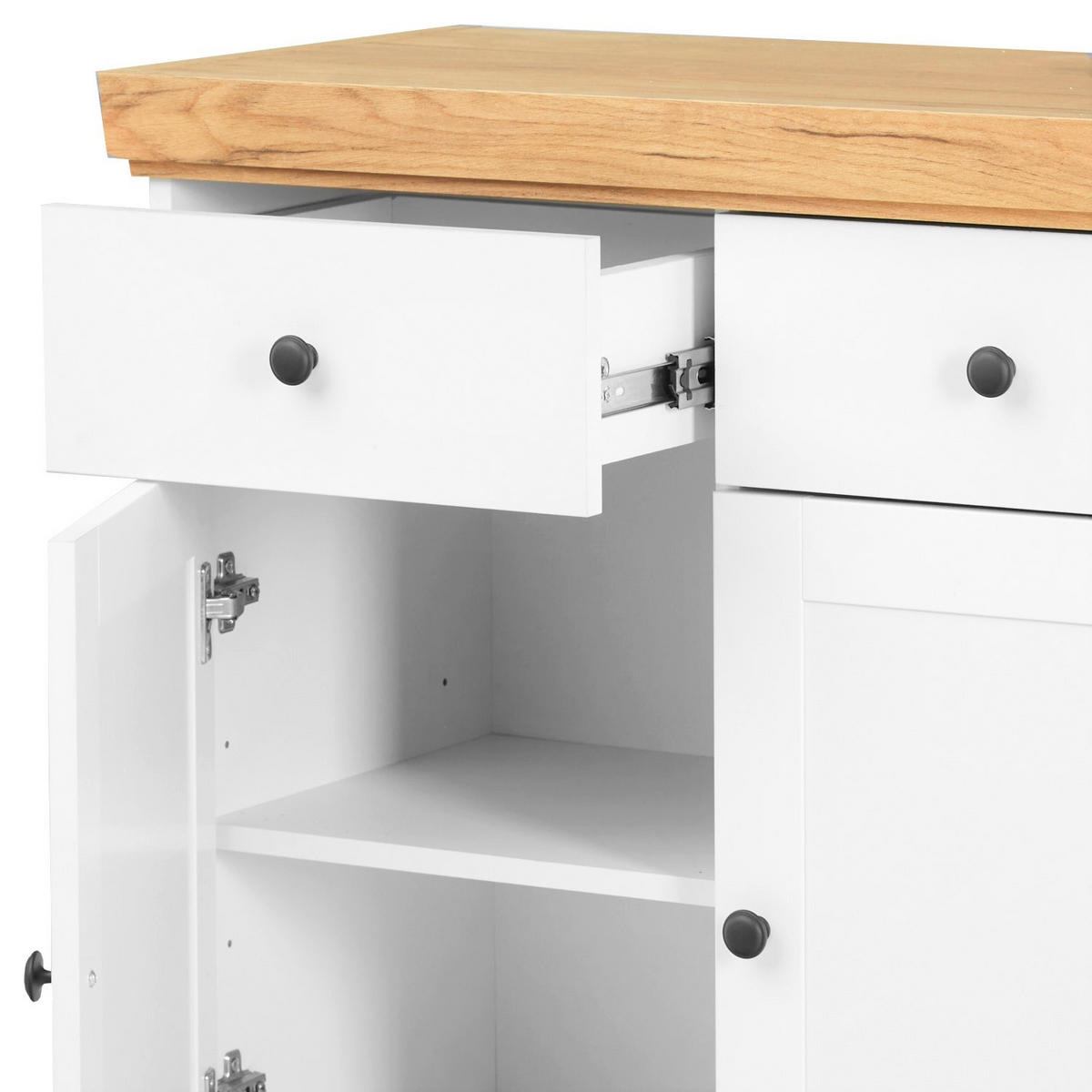 SIDEBOARD 122/82/42 cm in weiß natur - Schwarz/Weiß, Holz/Metall (122/82/42cm) - Homestyle4u