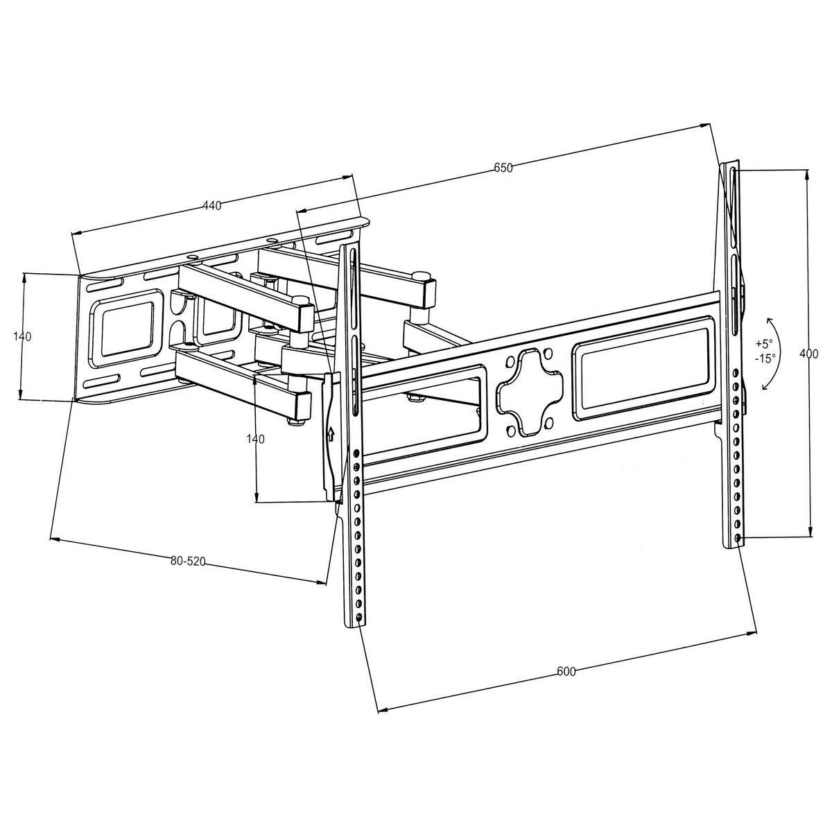 TV-WANDHALTERUNG, bis 120 kg,schwarz - Schwarz, Metall (65/40/52cm) - tectake
