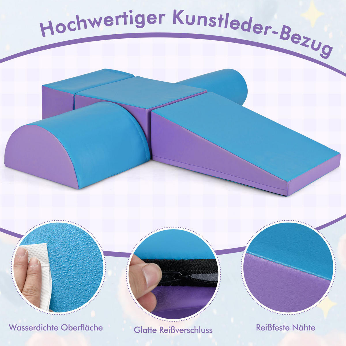 SCHAUMSTOFFBLOCK Lila (5-teilig) - Lila, Kunststoff (40/20/40cm) - COSTWAY