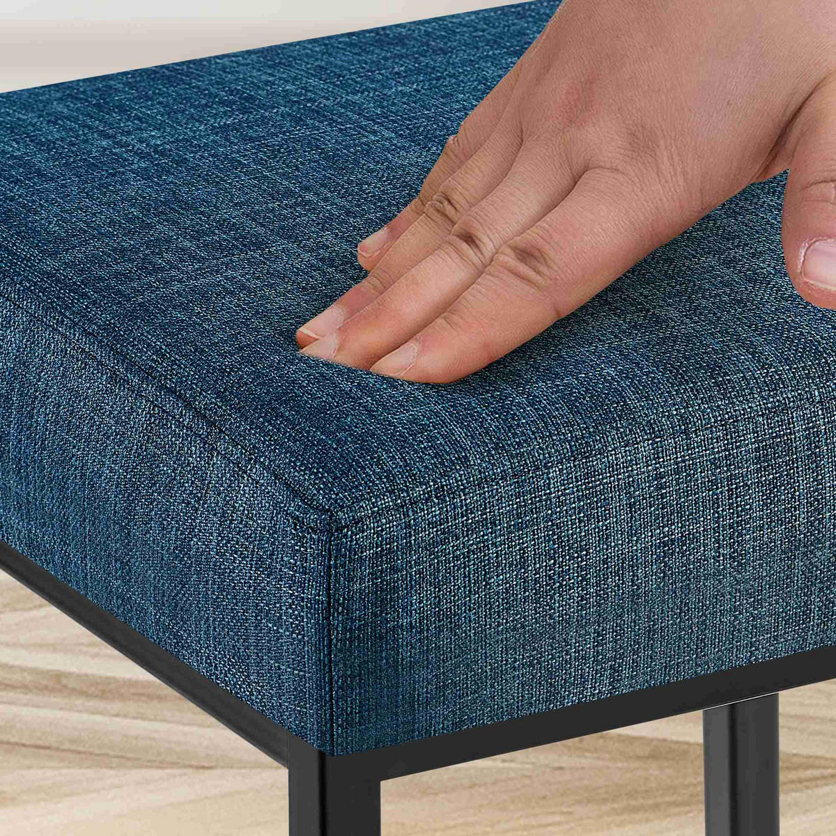 BARHOCKER Stoff blau - Blau/Schwarz, Textil/Metall (37/78/37cm) - CLP