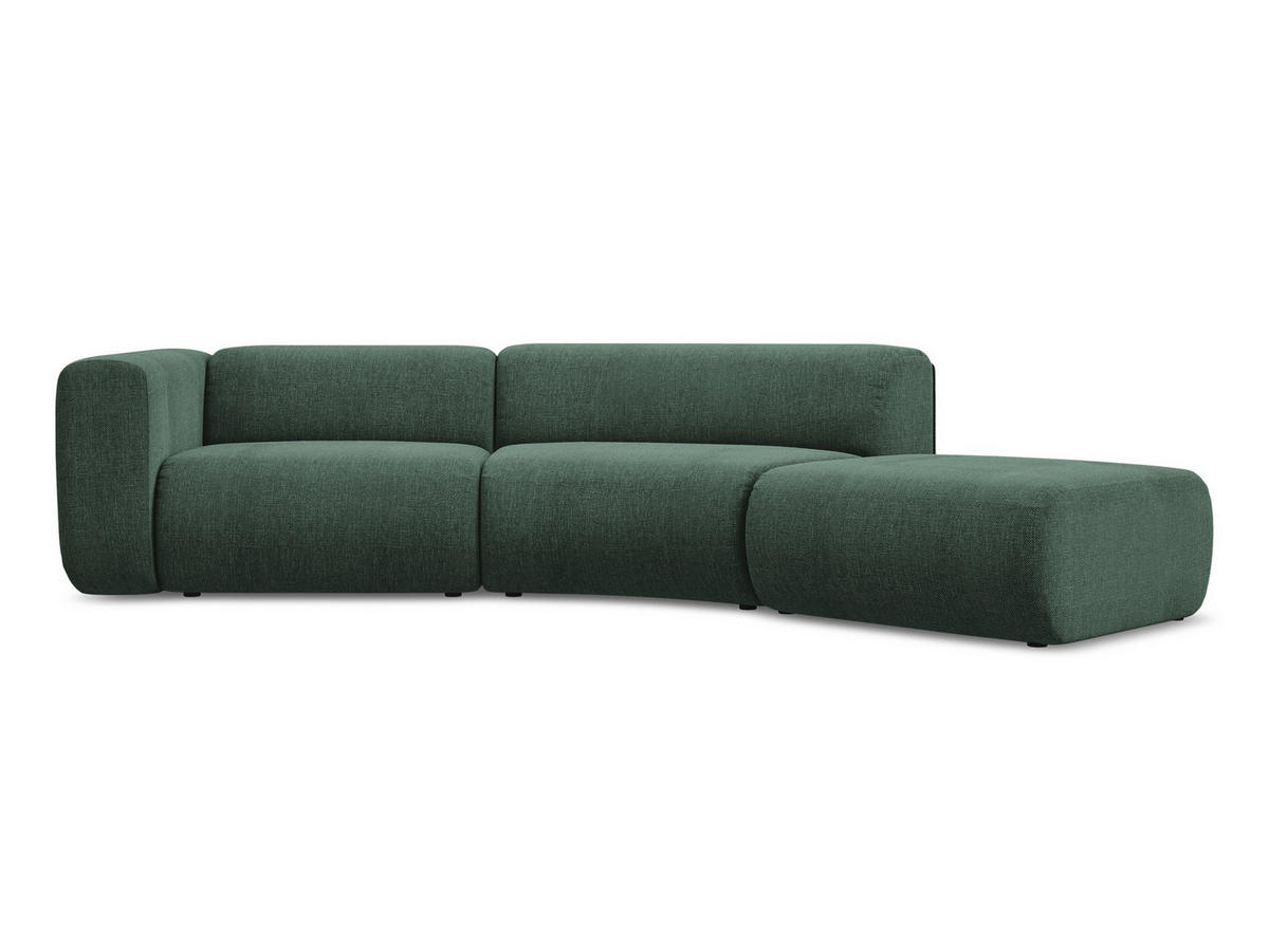 4-SITZER-SOFA Chenille Stoff Grün - Waldgrün/Schwarz, Kunststoff/Textil (335/70/166cm) - Makamii