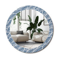 SPIEGEL Rund Ø 80 cm mit Aufdruck - Blau, Glas (80/80/0.4cm) - Wallfluent