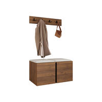 GARDEROBEN-SET Orion VI - Nussbaumfarben/Weiß, Holzwerkstoff/Kunststoff (84/42/46cm) - MIRJAN24