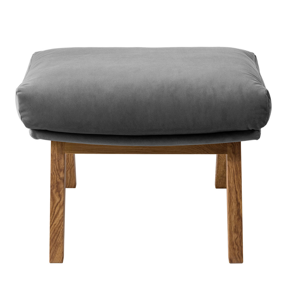 POLSTERHOCKER mit Holzfüßen - Eichefarben/Grau, Eichenholz/Textil (51/37/41cm) - home24