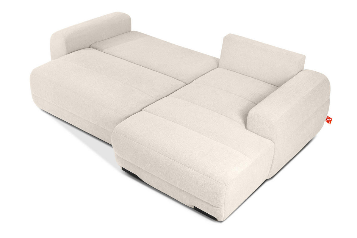 ECKSOFA RECHTS BLUME, Ecru - Ecru, Holz/Holzwerkstoff (271/164cm) - KONSIMO®