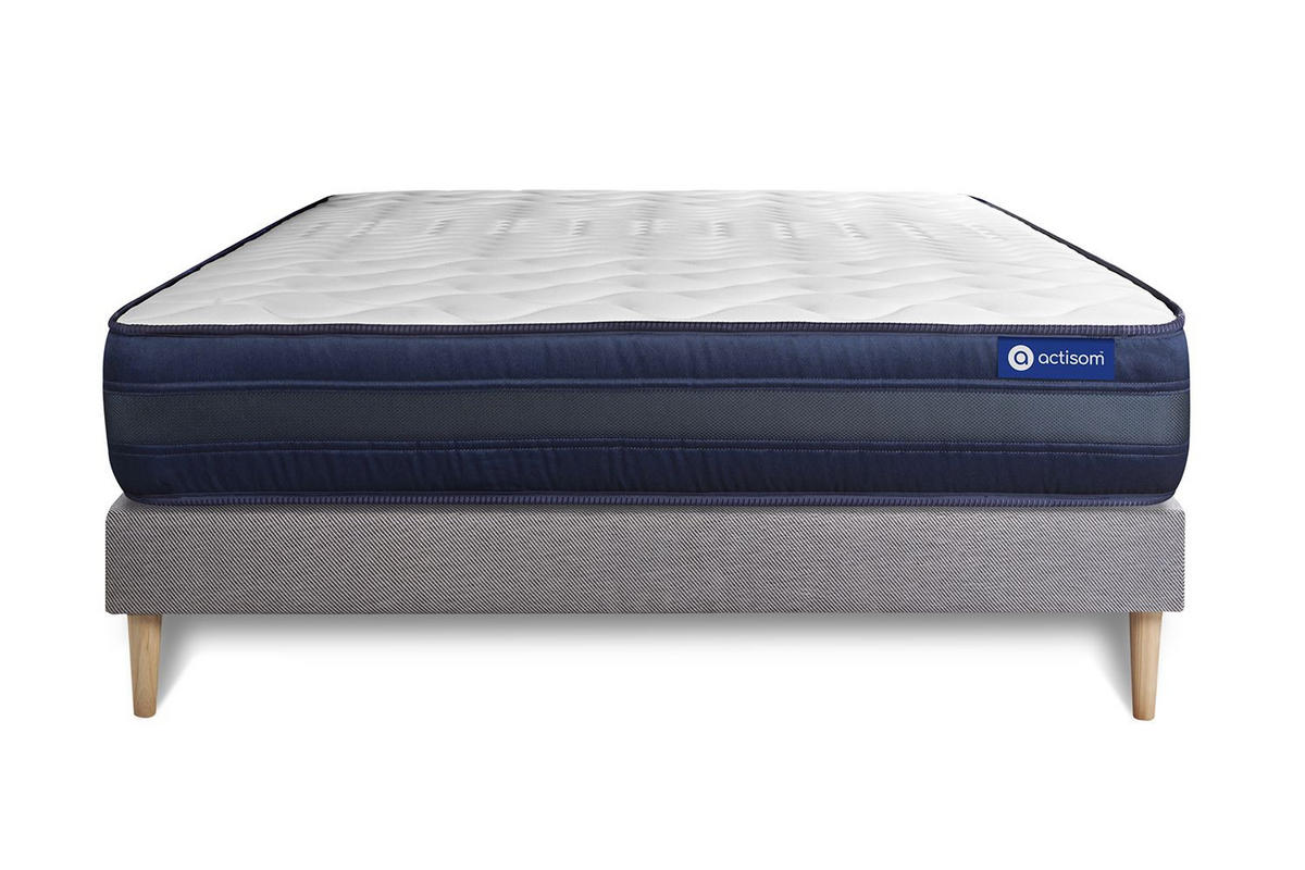 BETT Actimemo tech Memory-Schaum 160 x 200 cm h4 - Kit Bettgestell Grau - Beige/Grau, Holz (160/200cm) - ACTISOM