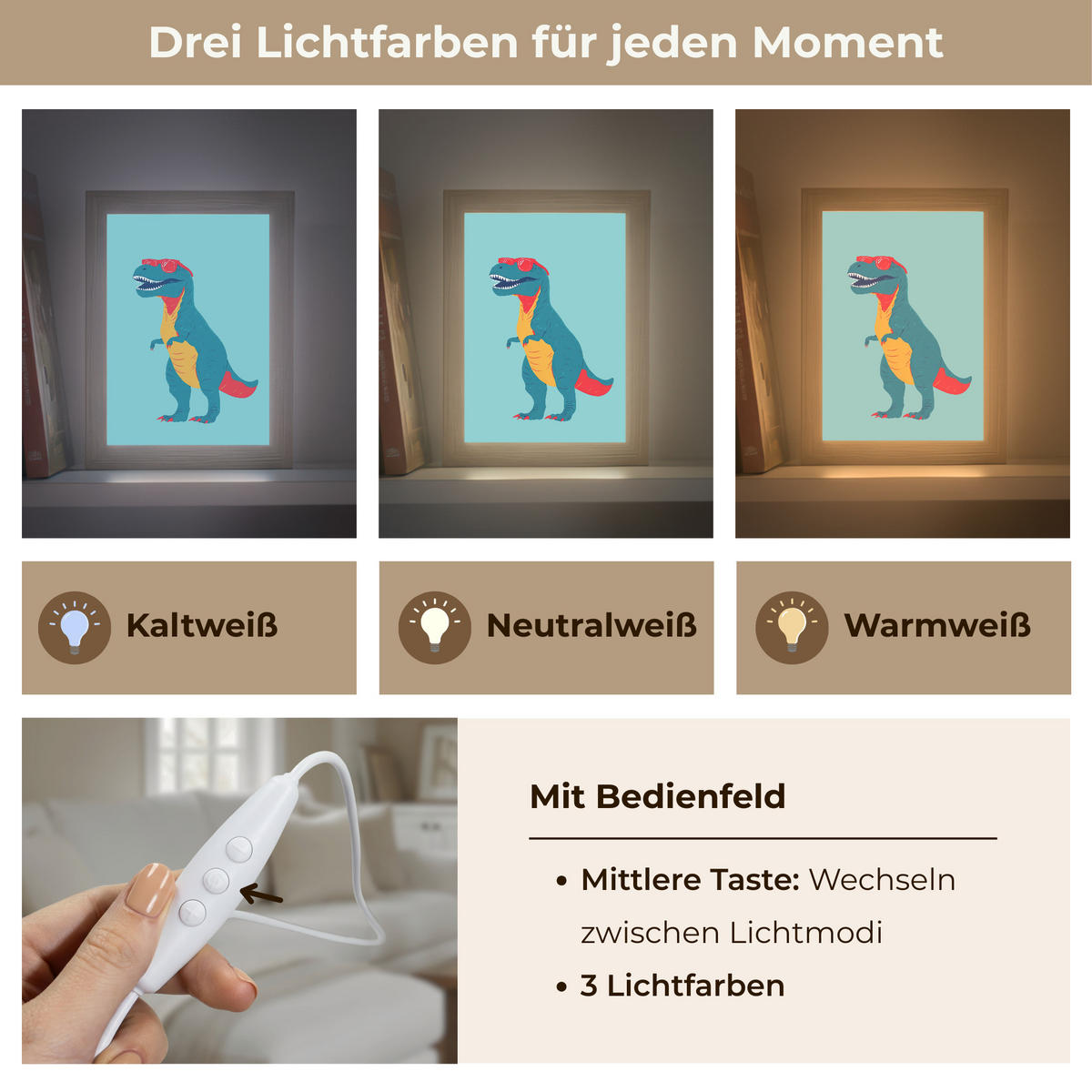 NÁSTĚNNÁ LAMPA Dinosaurus - Modrá - Sluneční brýle 15x20 cm - světle modrá, kompozitní dřevo (15/20/8cm) - OnlyWow