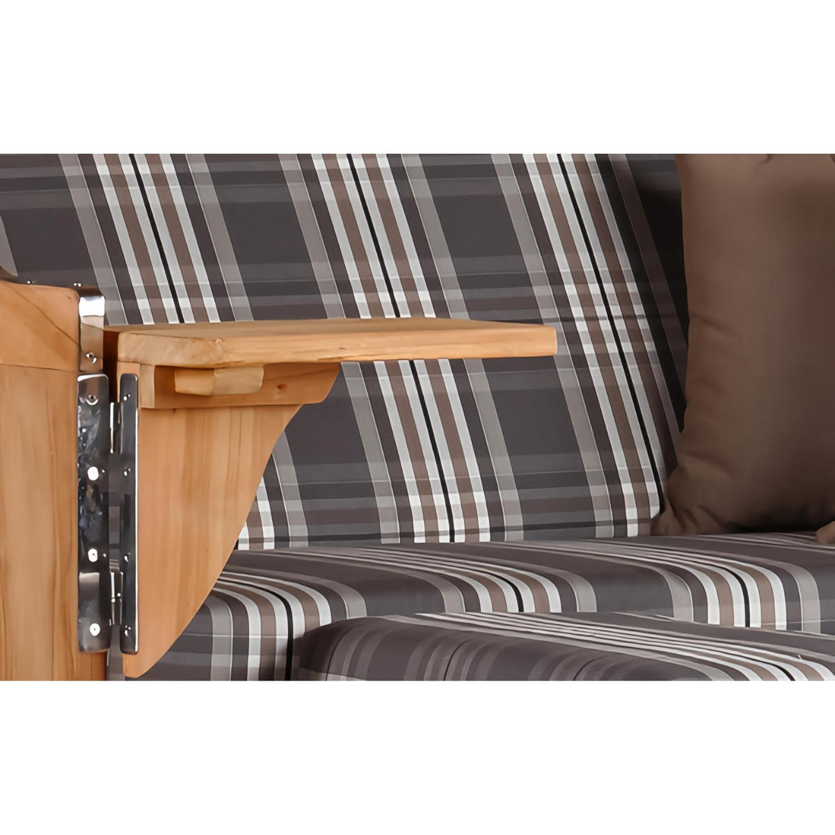 STRANDKORB Düne 2 Sitzer Teak PE Grey - Braun/Grau, Holz/Metall (125/170/80cm) - Mr. Deko