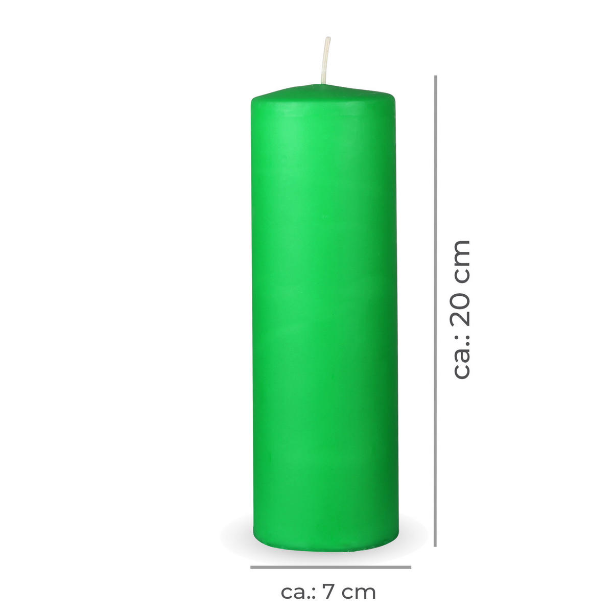 STUMPENKERZEN 8er Pack "Hellgrün", Größe Ø7cm x Höhe: 20 cm - Hellgrün, Naturmaterialien (7/20cm) - Bestlivings