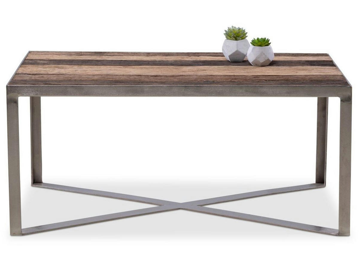 COUCHTISCH Salo 2 Recyceltes Massivholz Rechteckig 100/45/60 cm - Silberfarben, Metall (60/45/24cm) - M2 Kollektion