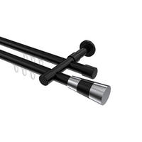 INNENLAUF-GARDINENSTANGEN-SET Prestige Tanara 480 cm (geteilt in 3 x 160 cm), 2-läufig, 20 mm Ø Schwarz - Chromfarben/Schwarz, Metall (480cm) - INTERDECO
