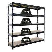 SCHWERLASTREGAL Rhino 200x200x60 cm 5 Spanplatten-Ebenen 8mm Fachlast 500 kg Schwarz - Schwarz, Metall (200/200/60cm) - PROREGAL