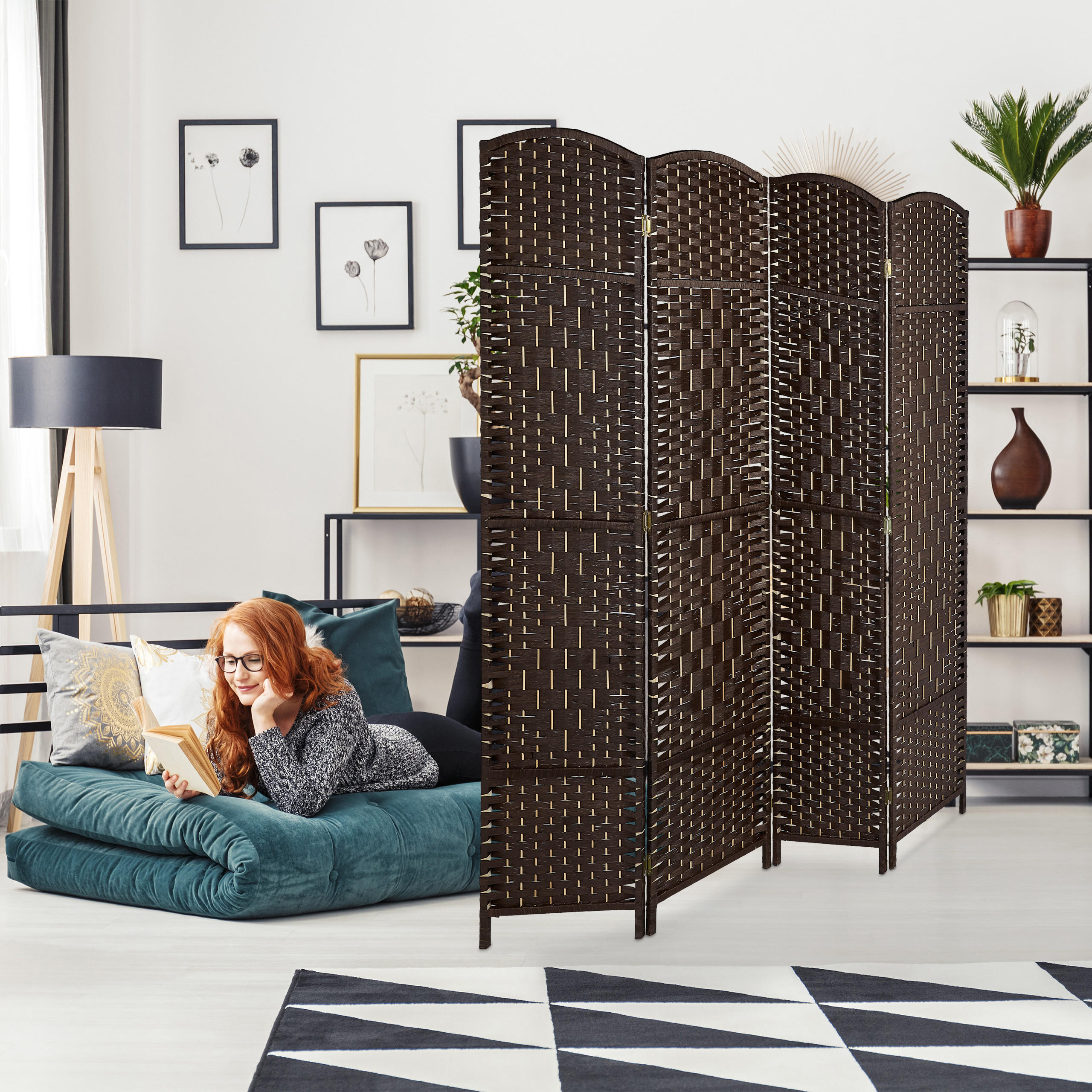PARAVENT - Braun, Holz/Papier (160/170/2cm) - Relaxdays