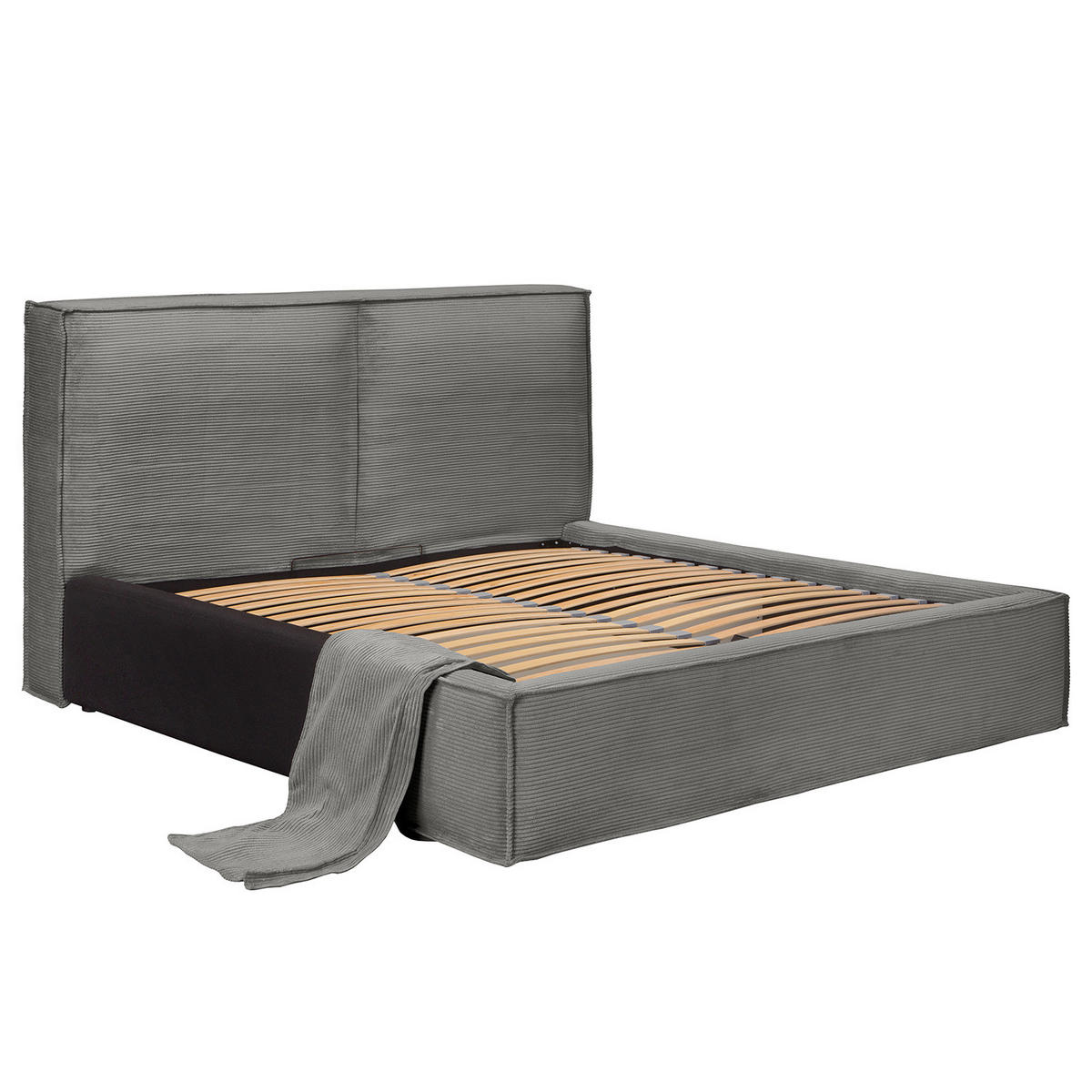 POLSTERBETT - Graphitfarben, Textil (200/200cm) - home24