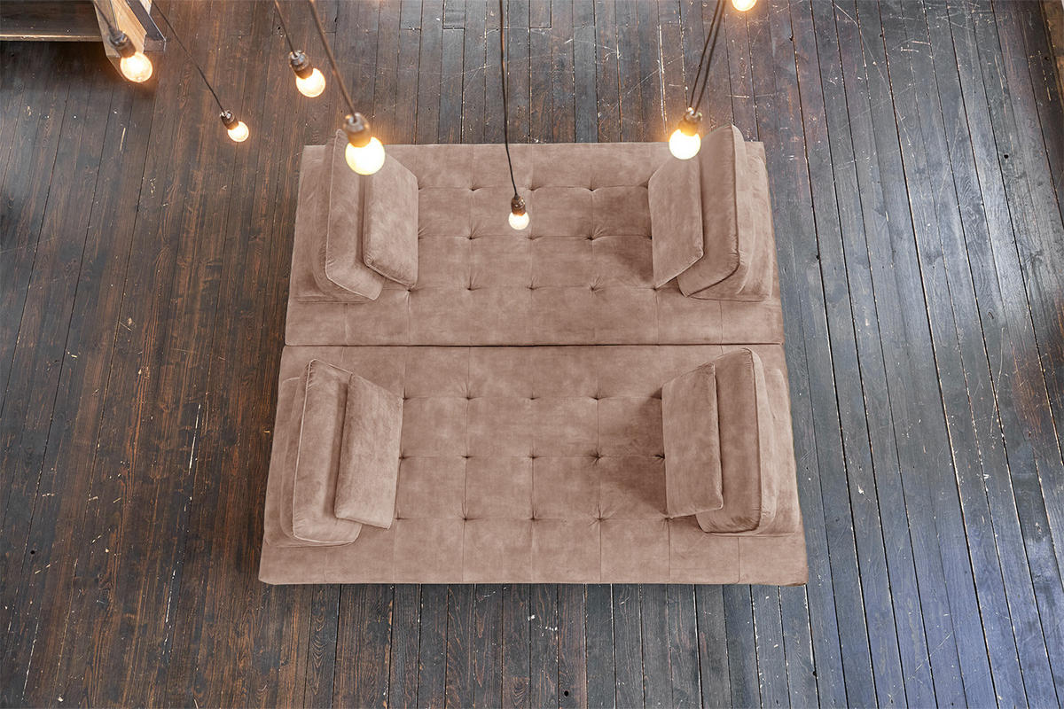 ECKSOFA WIOLO Taupe Velvet - Taupe/Silberfarben, Textil/Metall (350/240cm) - KAWOLA