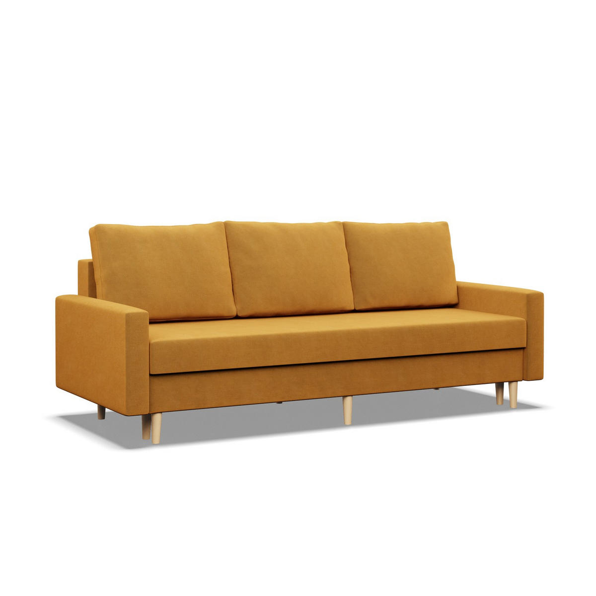 SOFA 3-SITZER MIT SCHLAFFUNKTION BLANK, Gelb - Gelb, Textil (212/88/92cm) - Mebligo