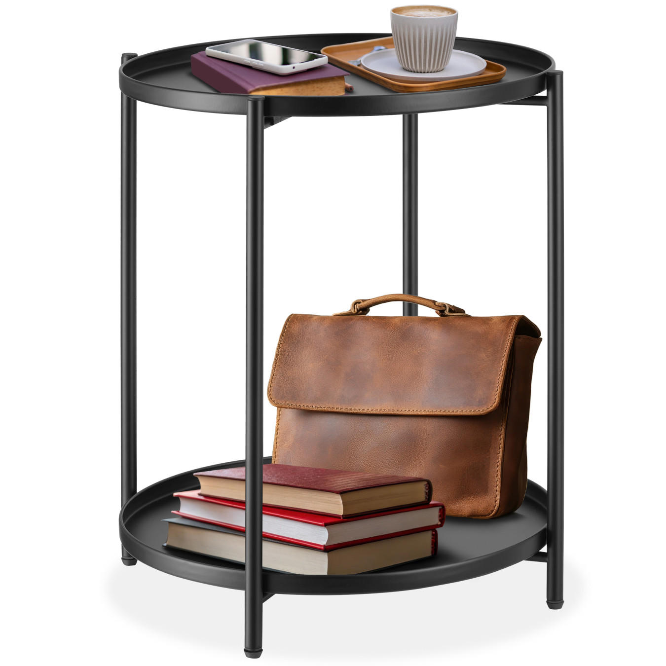 BEISTELLTISCH Oxford,45,5 x 45,5 x 53 cm,schwarz - Schwarz, Metall (45.5/45.5/53cm) - tectake