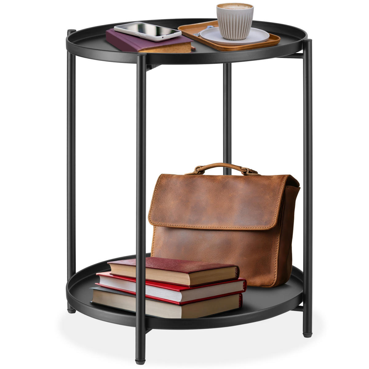 BEISTELLTISCH Oxford,45,5 x 45,5 x 53 cm,schwarz - Schwarz, Metall (45.5/45.5/53cm) - tectake