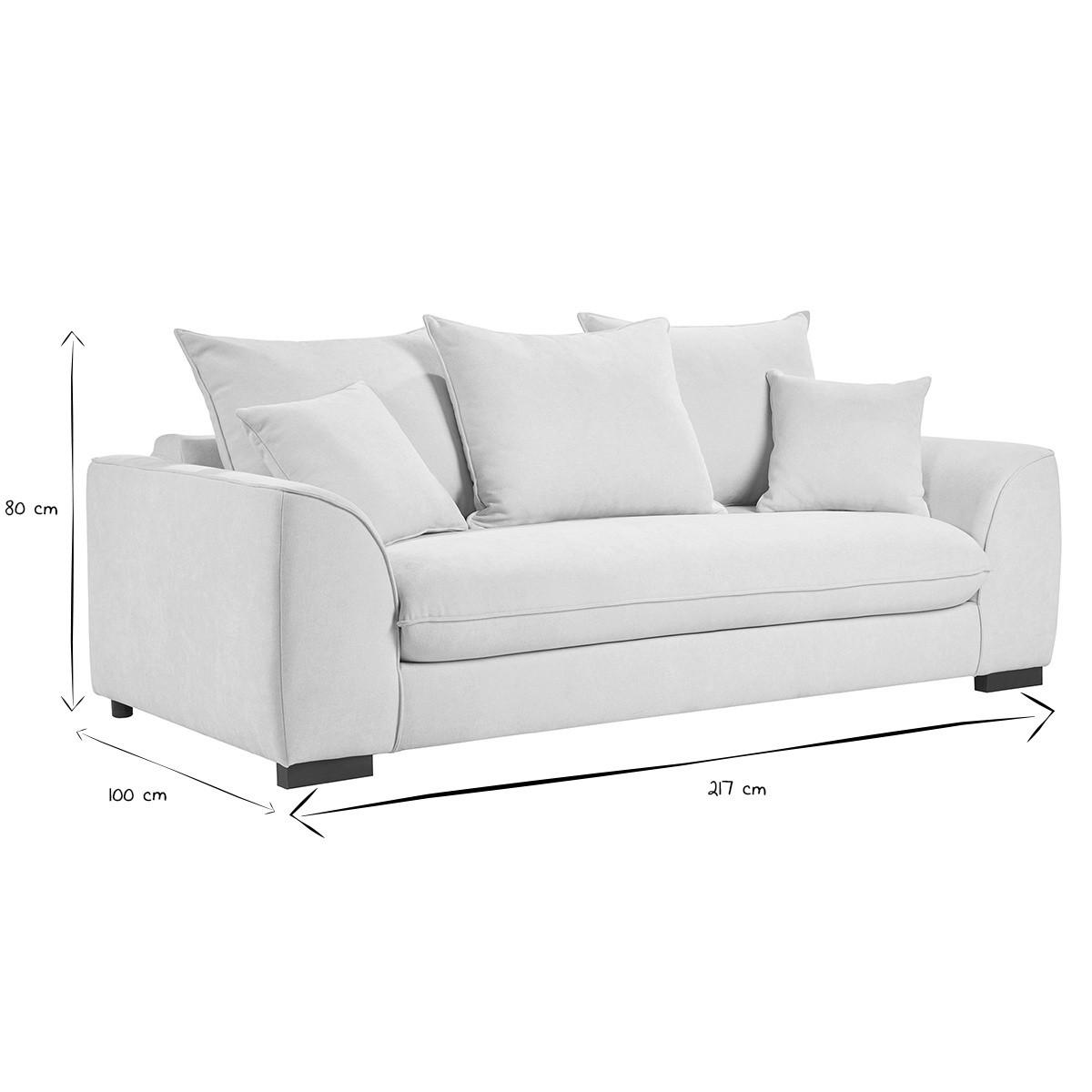 SCHLAFSOFA mit 3 Sitzen in Beige Samtoptik mit 12 cm Matratze ARMAND - Beige, Textil (100/80/217cm) - Miliboo