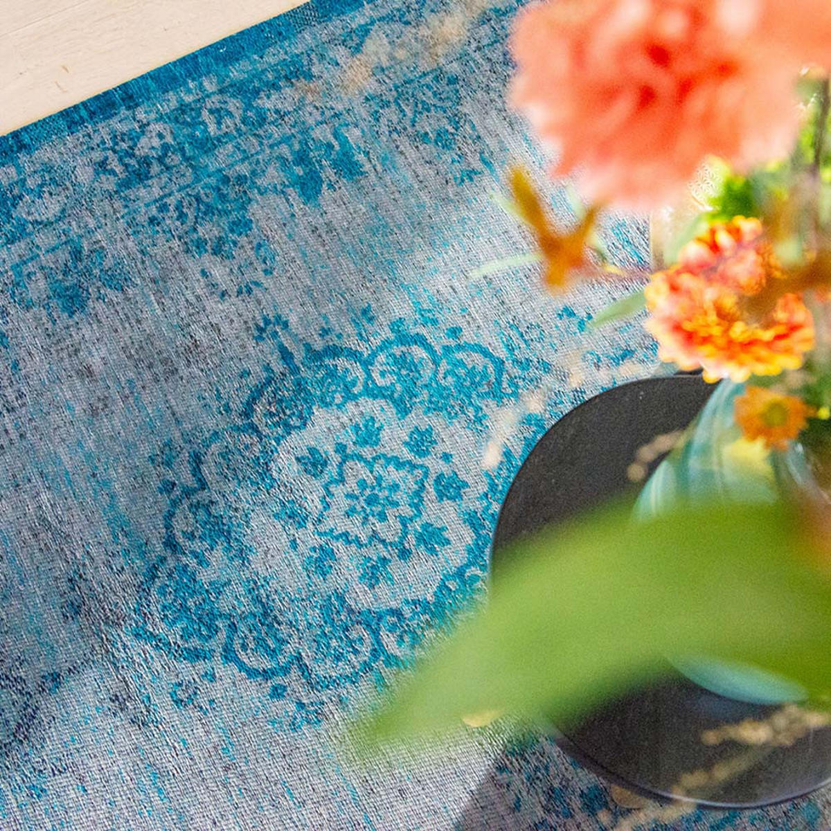TEPPICH Grey Turquoise Fading World Medallion 170/240 cm - Blau, Naturmaterialien/Textil (170/240cm) - Louis De Poortere
