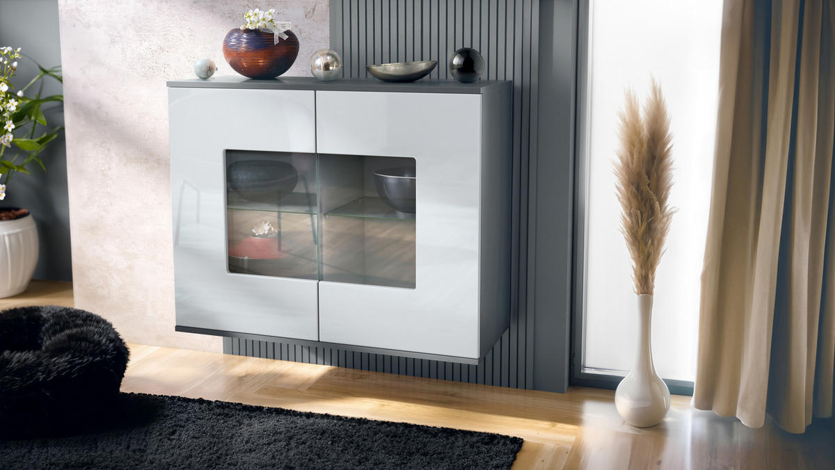 KOMMODE Grömitz Weiß Hochglanz - Weiß Hochglanz, Holzwerkstoff (92.5/73.5/35cm) - Vladon