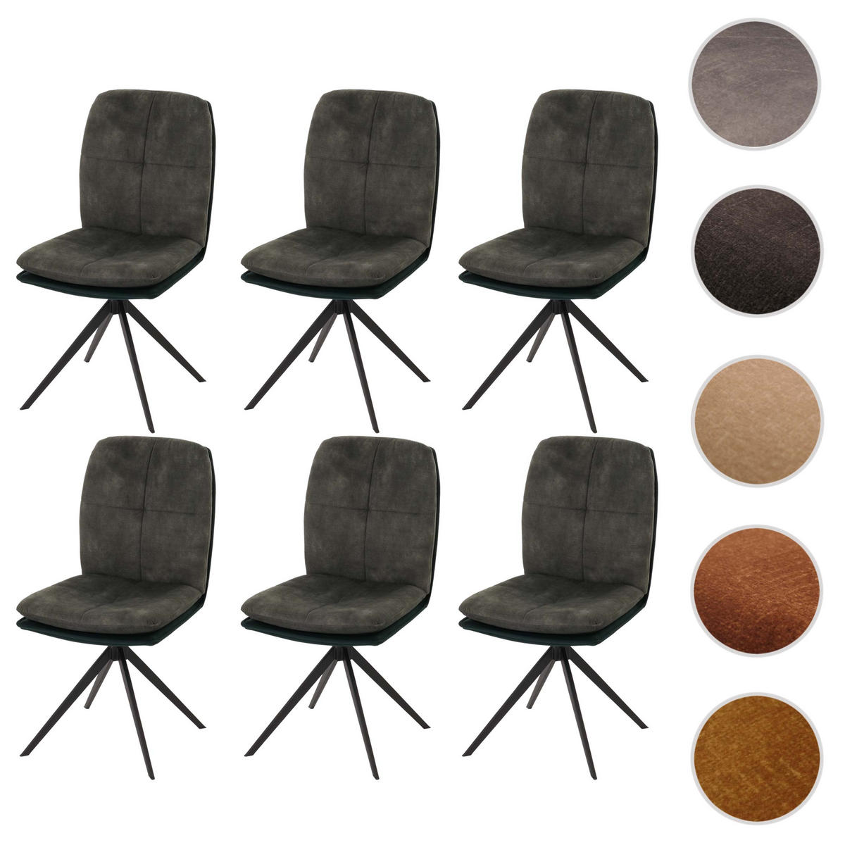 ESSZIMMERSTUHL Grün 6er-Set - Grün, Textil (47/90/56cm) - MCW