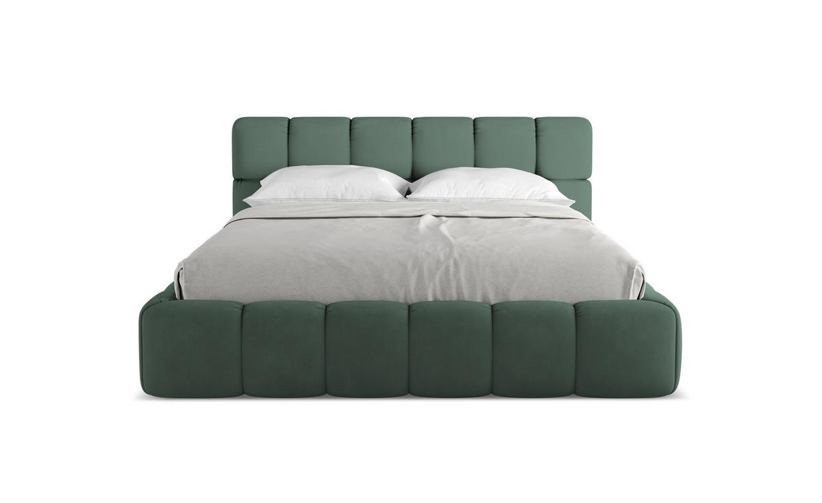 POLSTERBETT mit Bettkasten und Lattenrost 180x228 Grün - Schwarz/Grün, Kunststoff/Textil (160/200cm) - Makamii