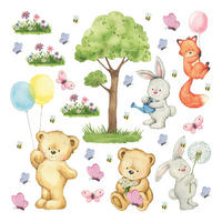 WANDTATTOO Wald mit Waldtieren 30 x 30 cm - Multicolor, Papier (30/30/30cm) - Sanders & Sanders