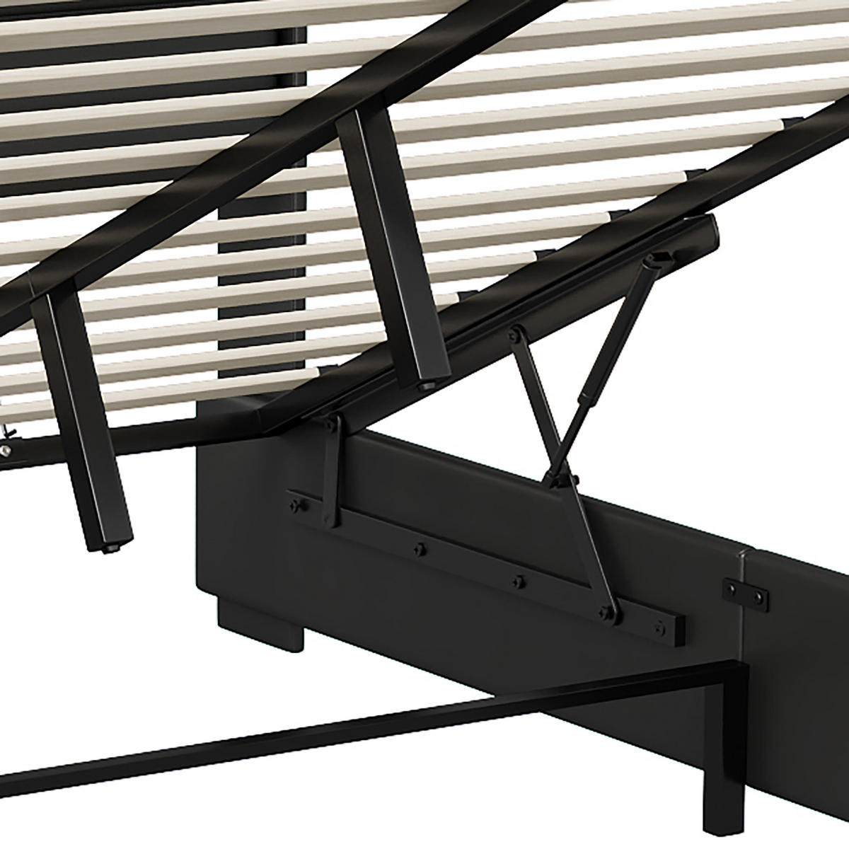 POLSTERBETT Schwebe-Optik 140/200 cm mit Bettkasten Dual-LED Kunstleder Schwarz - Schwarz, Textil (140/200cm) - Creahappy