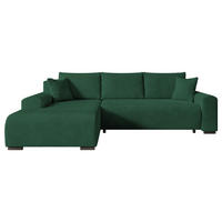ECKSOFA Nelly mit Bettkasten und Schlaffunktion, Cordstoff in L-Form - Grün, Textil (270/185cm)