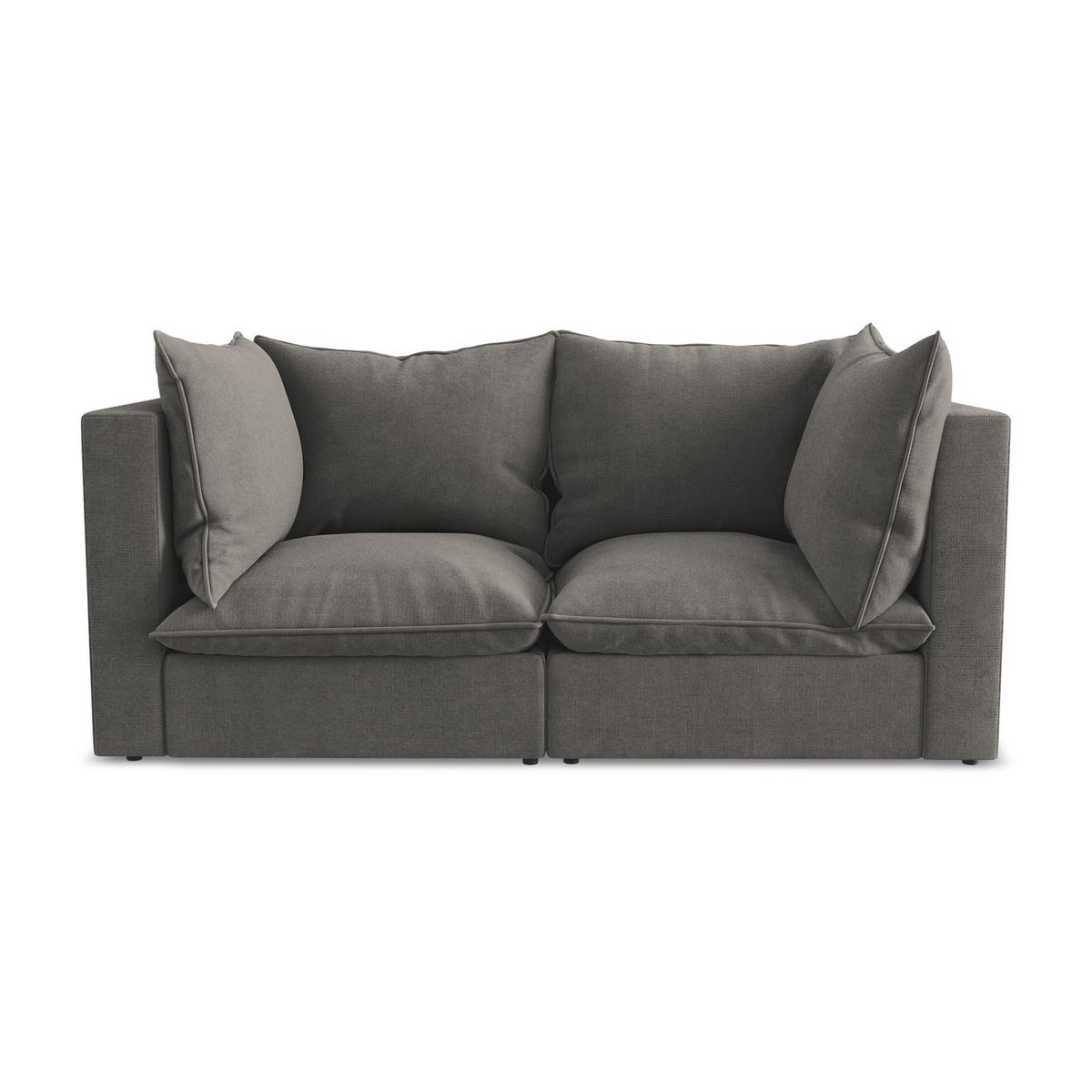 2-SITZER SOFA Strukturstoff Grau - Dunkelgrau/Schwarz, Holzwerkstoff/Kunststoff (180/77/90cm) - LaMiaSofa