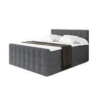 BOXSPRINGOVÁ POSTEL s matrací H3/H4 - IGAN-Z KING - 200x200 cm Tmavě šedá - antracitová, kompozitní dřevo (203/200cm) - ALTDECOR