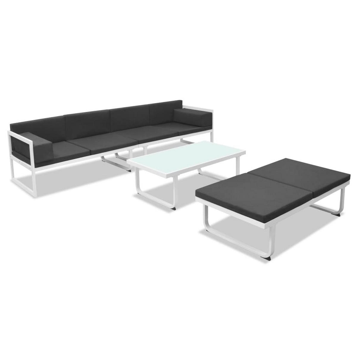 GARTEN-LOUNGE-SET 4Er Set Mit Auflagen Aluminium Schwarz - Schwarz, Textil/Metall - vidaXL