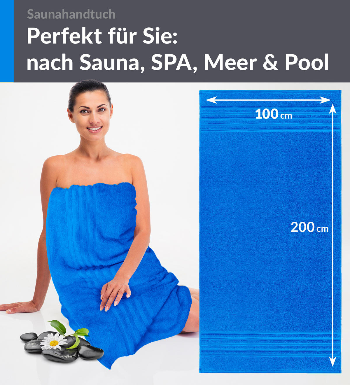 BADETUCH London Karibik Blau 100x200 cm - Hellblau, Textil (100/200cm) - Lashuma