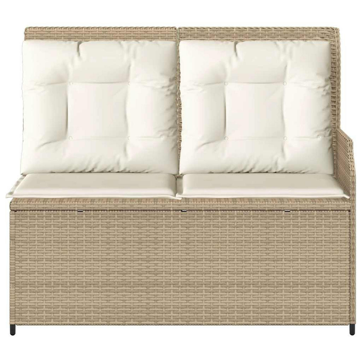 GARTENBANK Verstellbar mit Kissen Beige Poly Rattan - Beige, Kunststoff (95/95/110cm)