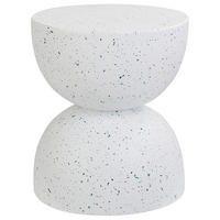 BEISTELLTISCH Beton weiß Terrazzo Optik rund 40 cm Caoria - Blau/Weiß, Stein (40/40/46cm) - Beliani