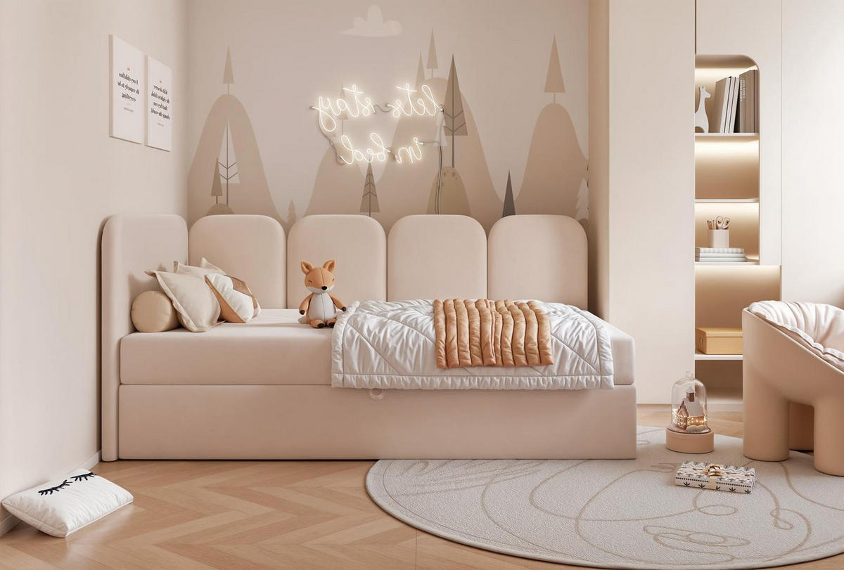 KINDERBETT modern DREAMY rosa 100x200 - Rosa, Holzwerkstoff - Compleo24