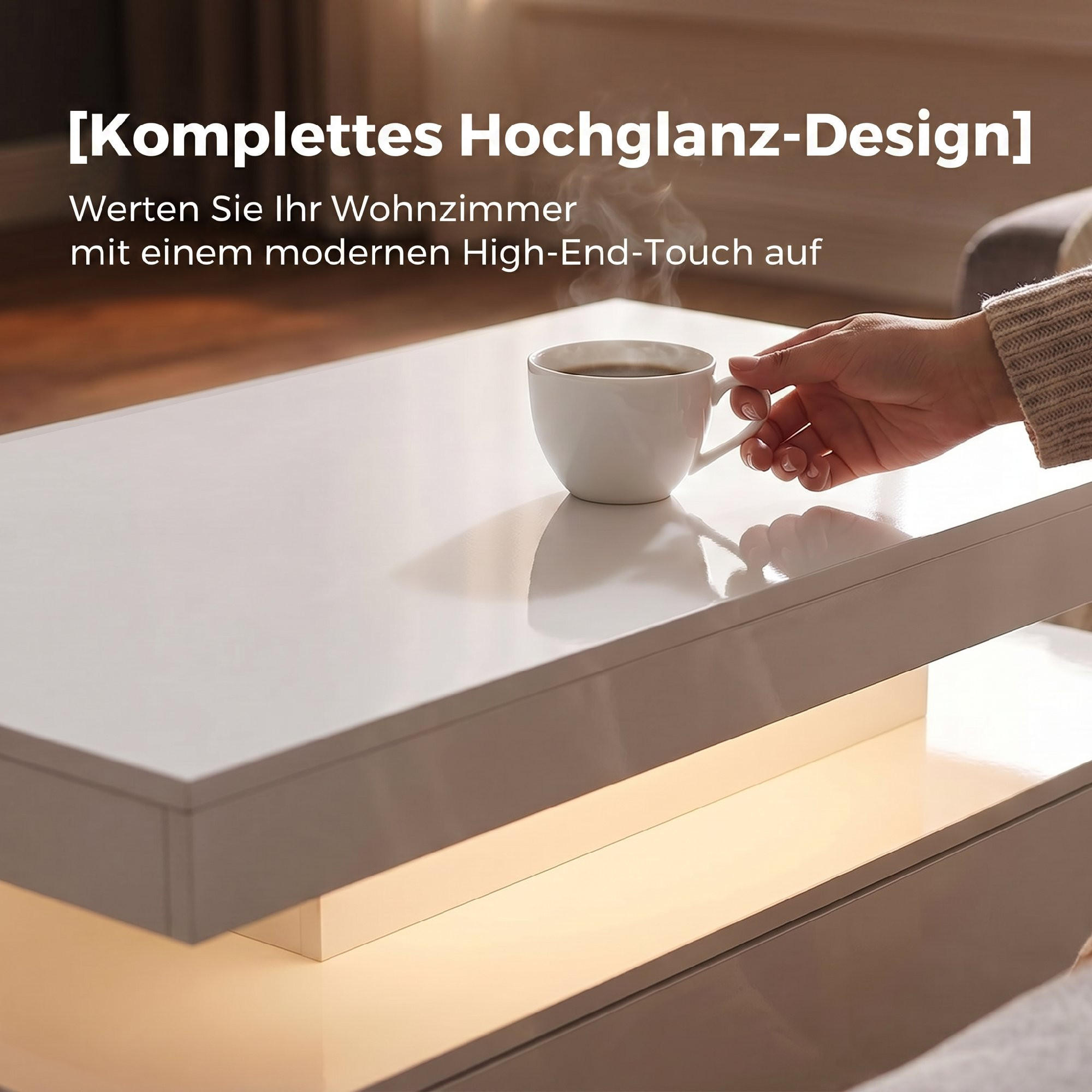 Homcom Couchtisch Weiß Hochglanz 50x40x100 cm