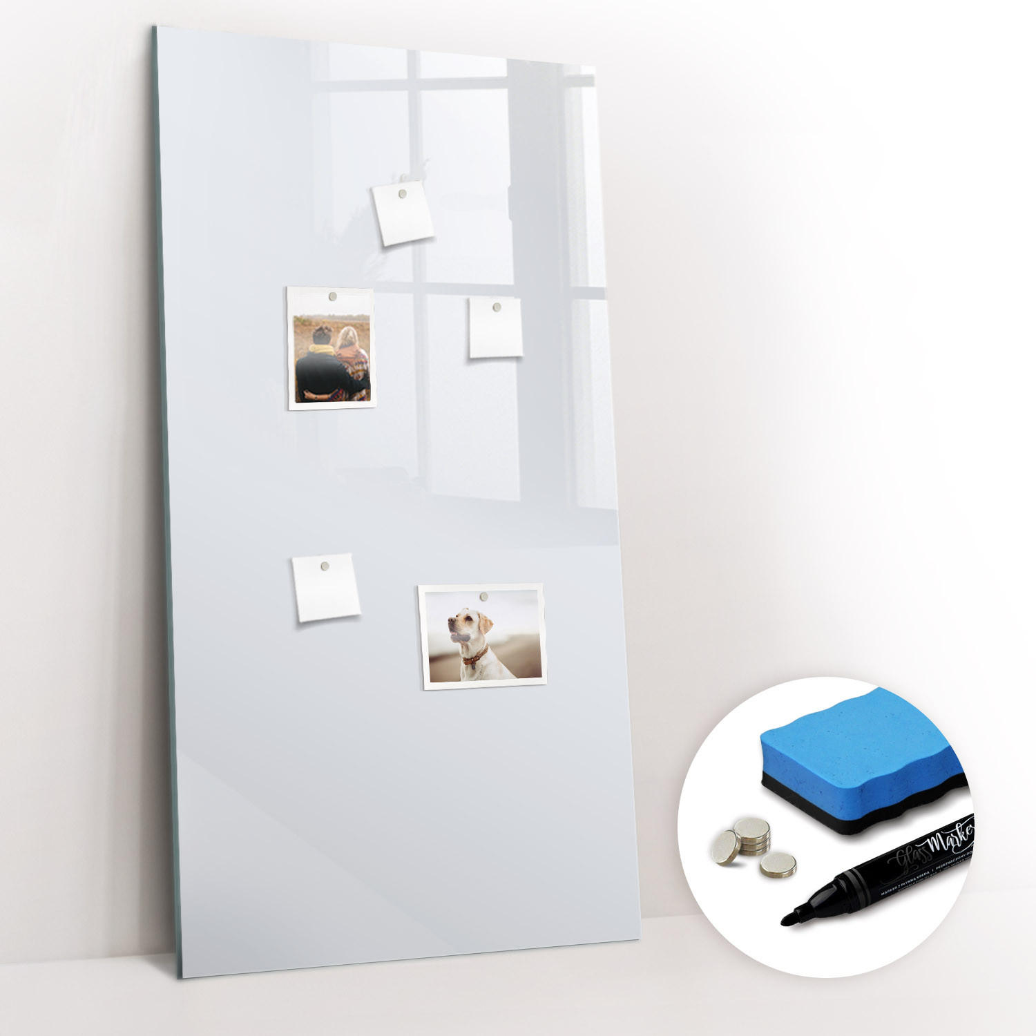 MAGNETTAFEL 60x120 Weiß schwarzer Marker - Weiß, Glas (60/0.4/120cm) - TULUP