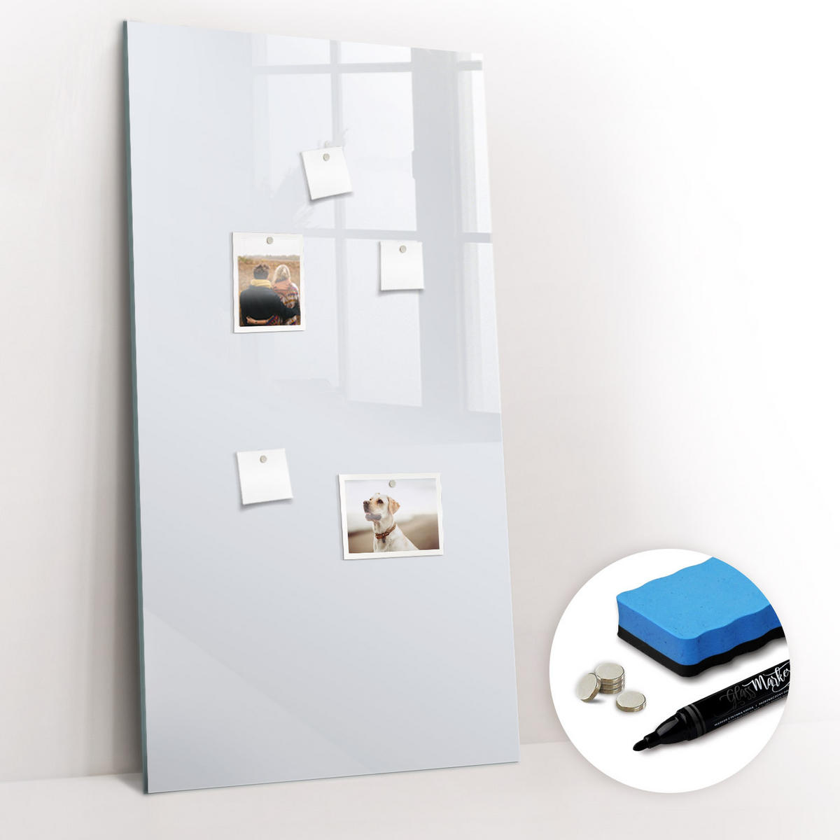 MAGNETTAFEL 60x120 Weiß schwarzer Marker - Weiß, Glas (60/0.4/120cm) - TULUP
